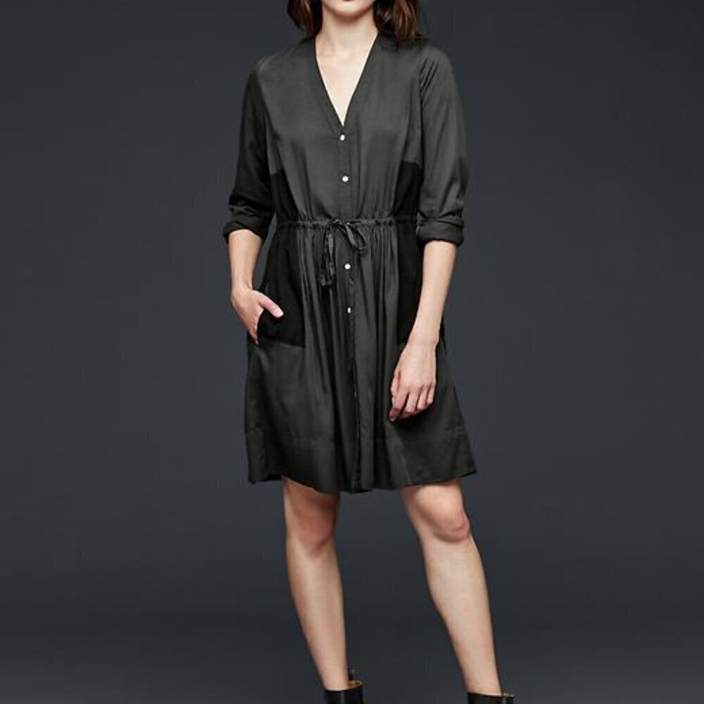 Gap New With Tags Moonlight Contrast Panel Shirt Dress